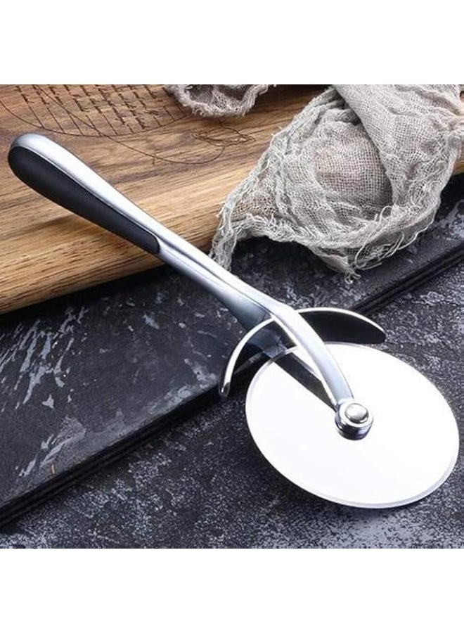 مقبض سيليكون مانع للانزلاق مع شفرة حادة من الفولاذ المقاوم للصدأ لتقطيع البيتزا - Image 3